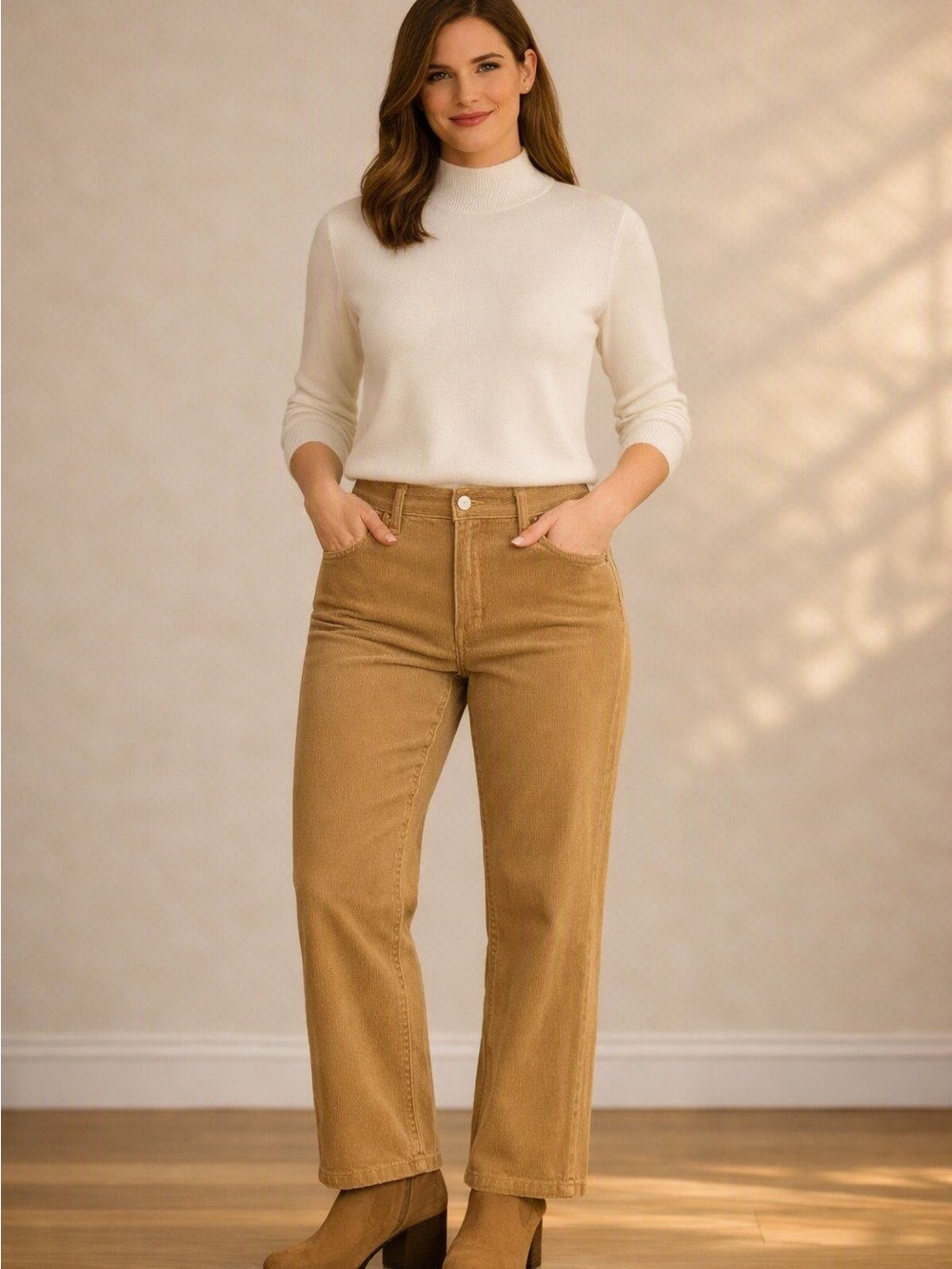 Banana Republic Sand‑Toned Corduroy Pants — Size 16, Premium Stretch Comfort